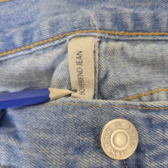 rag & bone The Dre Jean Mid-Rise Rolled Cuff Distressed Boyfriend, Size 27 - Picture 9 of 11